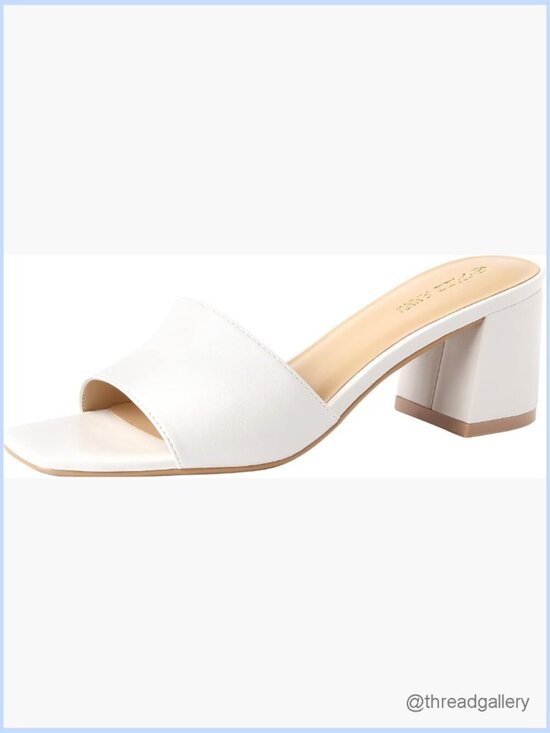 Shoes - Square Open Toe Chunky Heel Mules Slip On Sandals Low Block Heel